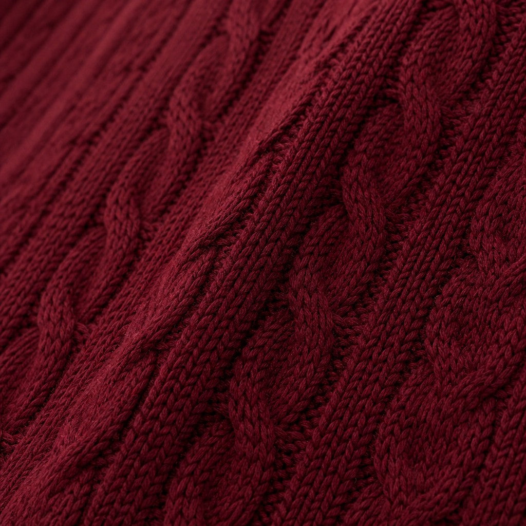 Cable Knit Jumper Dress with V-Neck and Side Buttons