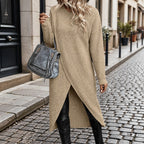 Long Sleeve Ribbed Knit Wrap Jumper Dress