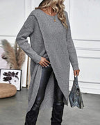 Long Sleeve Ribbed Knit Wrap Jumper Dress