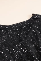 Long Sleeve Sequin Dress with V-Neck and Wrap Waist