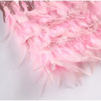 Mini Sequin Dress with Feather Hem and V-Neck