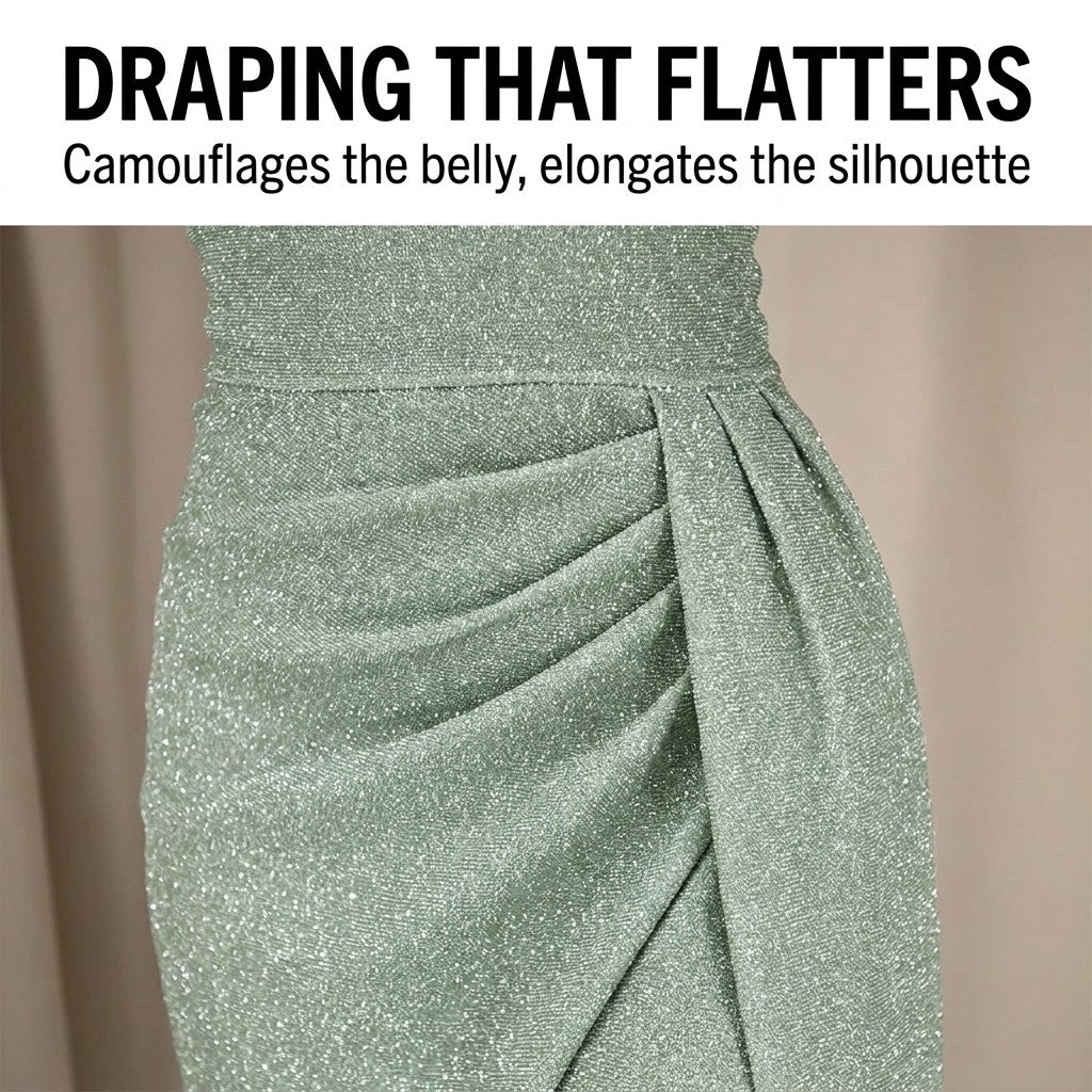 Off-Shoulder Draped Midi Cocktail Dress with Slit