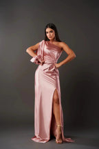 One Shoulder Maxi Christmas Party Dress with Slit