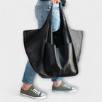 Oversized Leather Handbag Weekender with Dual Handles