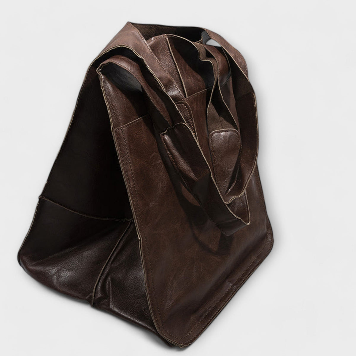 Oversized Leather Handbag Weekender with Dual Handles