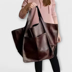 Oversized Leather Handbag Weekender with Dual Handles