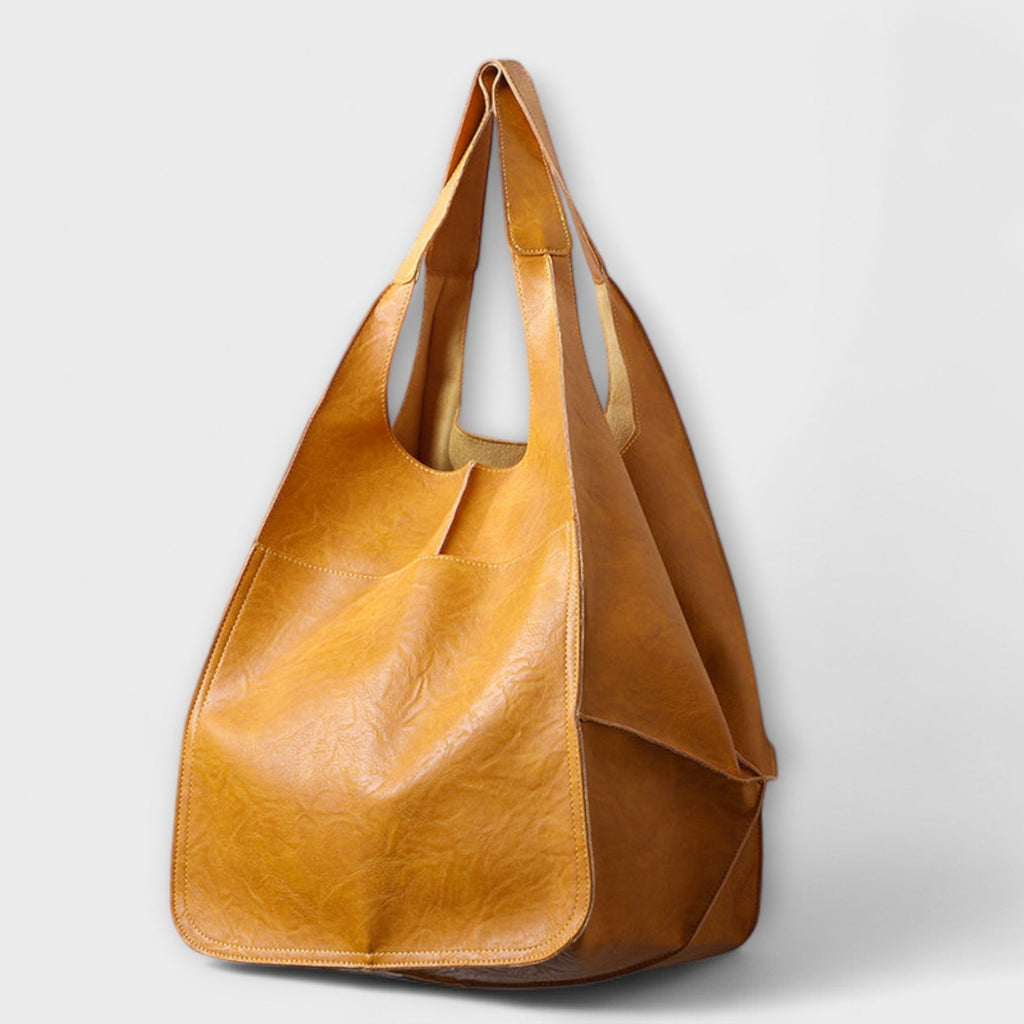 Oversized Leather Handbag Weekender with Dual Handles