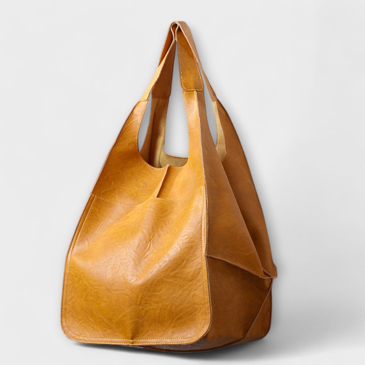 Oversized Leather Handbag Weekender with Dual Handles