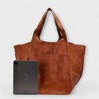 Oversized Leather Handbag Weekender with Dual Handles