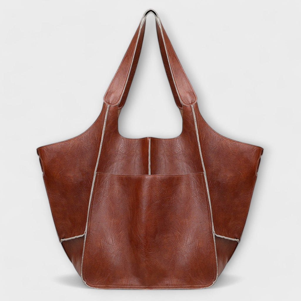 Oversized Leather Handbag Weekender with Dual Handles