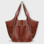 Oversized Leather Handbag Weekender with Dual Handles
