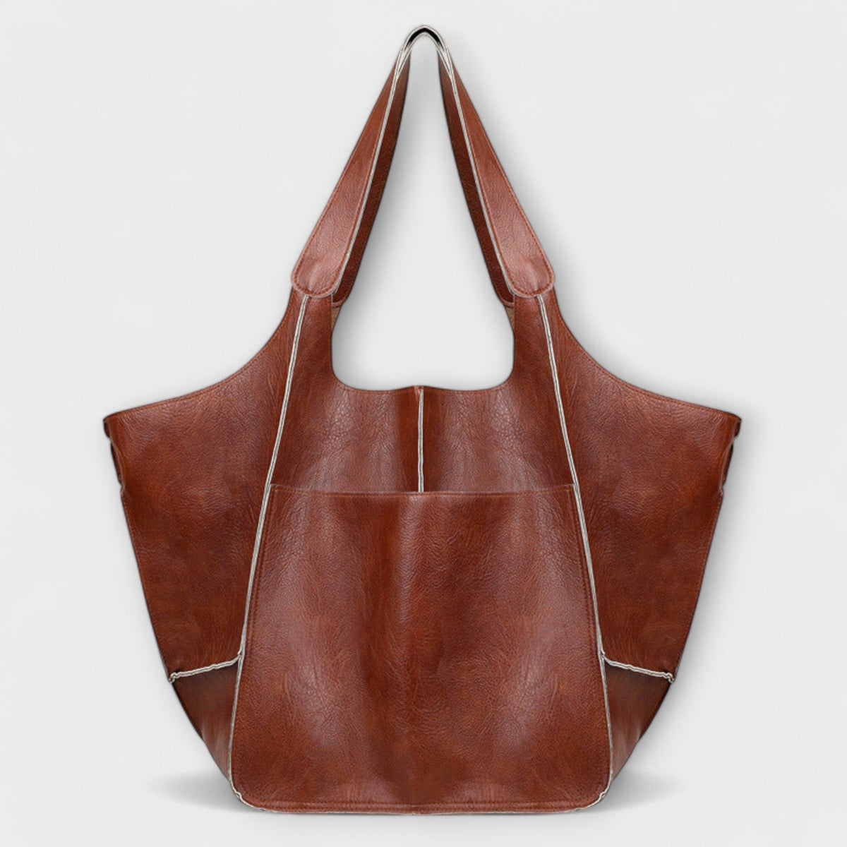 Oversized Leather Handbag Weekender with Dual Handles