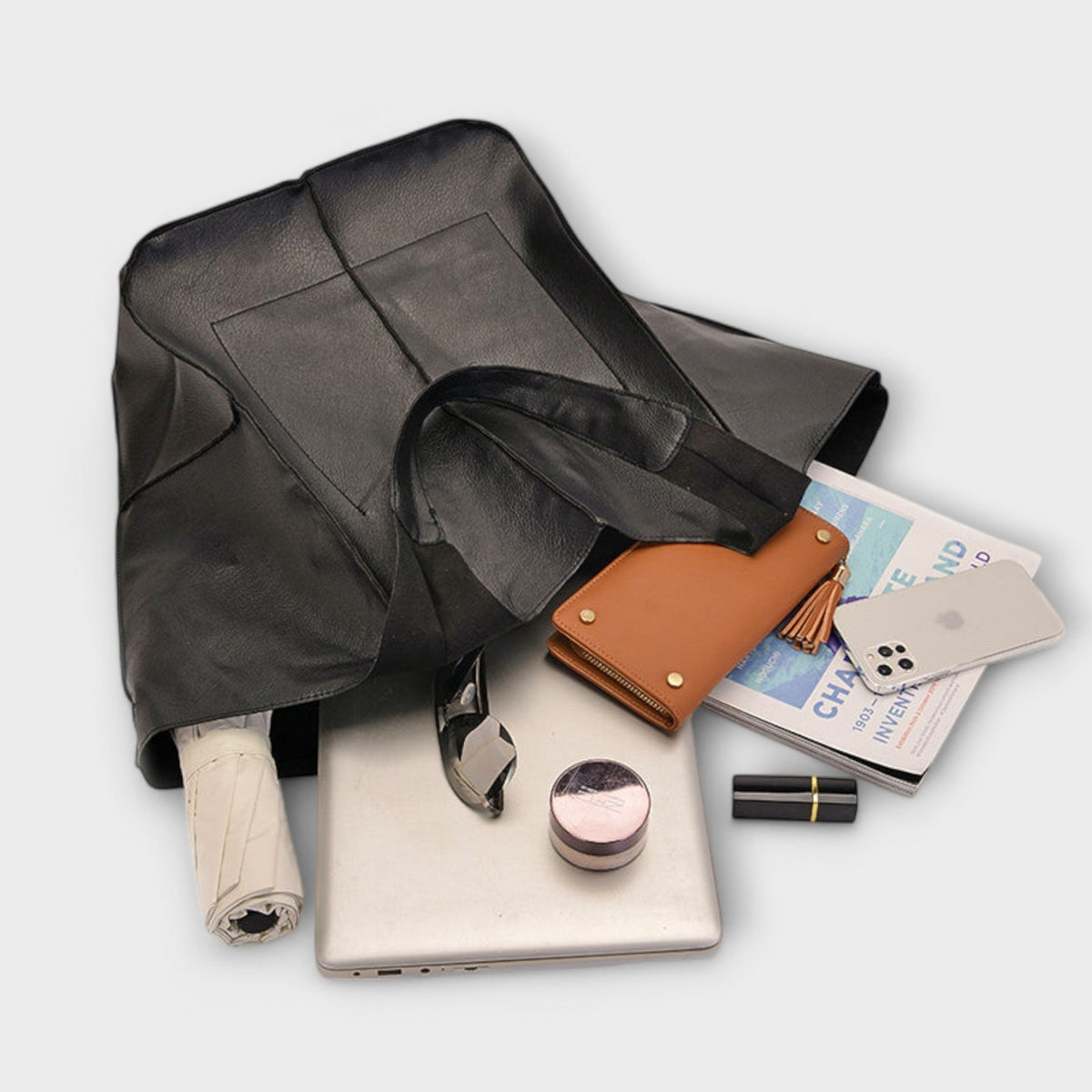Oversized Leather Handbag Weekender with Dual Handles