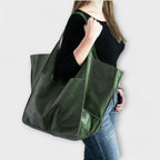 Oversized Leather Handbag Weekender with Dual Handles