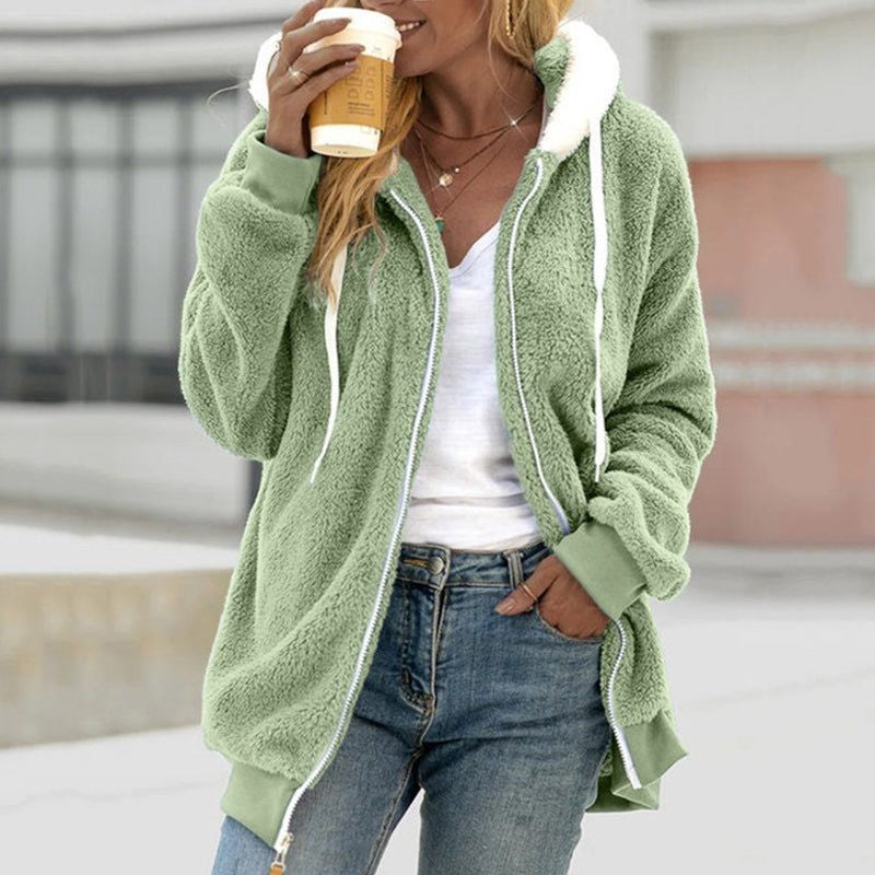 Oversized Sherpa Fleece Hooded Teddy Jacket