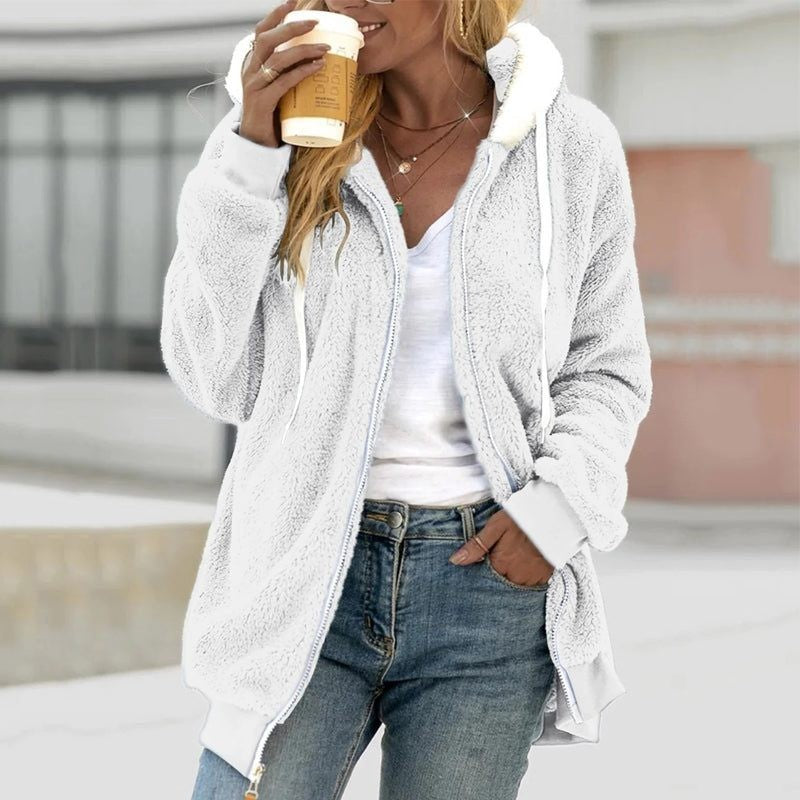 Oversized Sherpa Fleece Hooded Teddy Jacket
