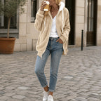Oversized Sherpa Fleece Hooded Teddy Jacket