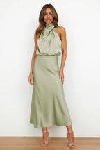 Satin Halter Wedding Guest Dress