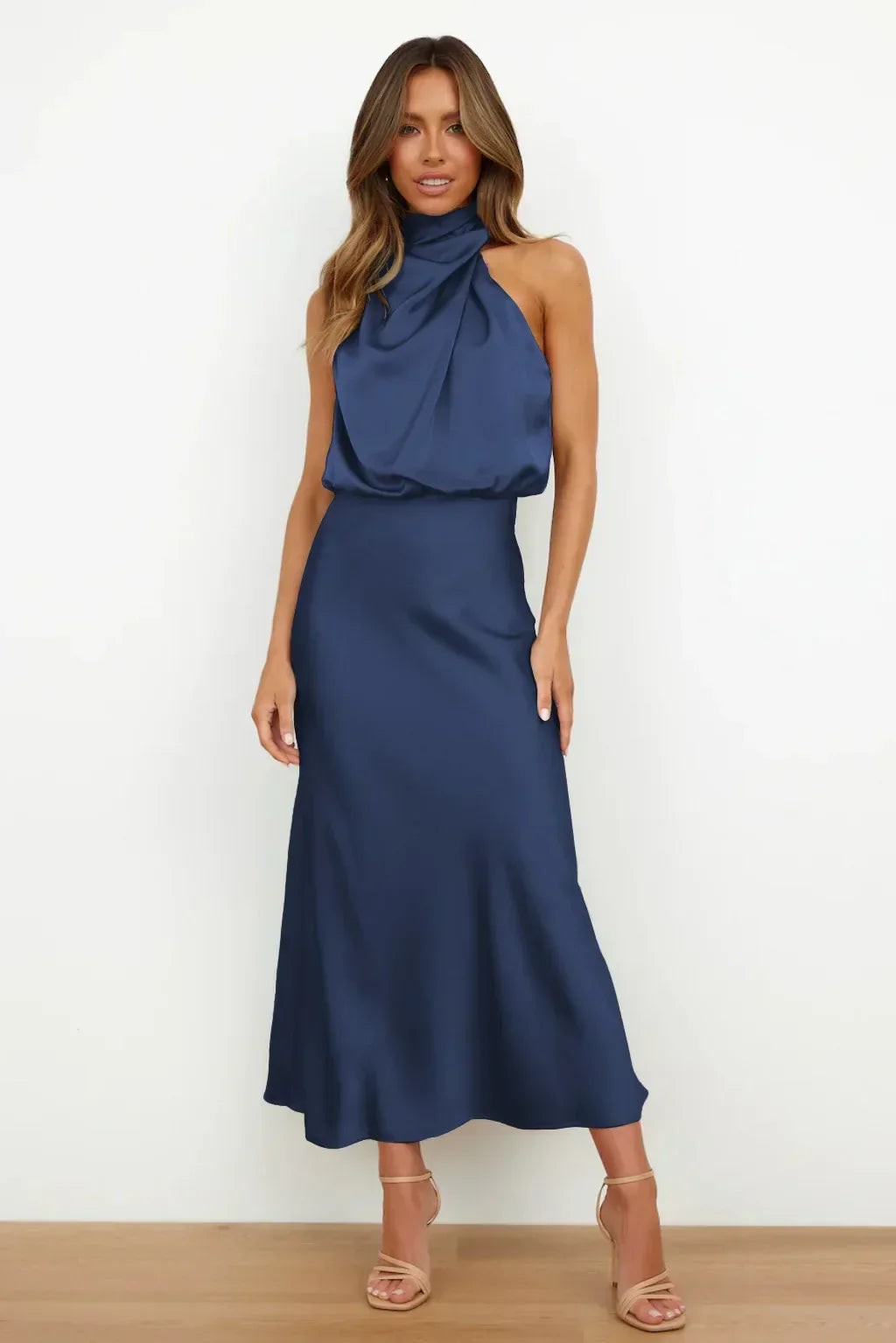 Satin Halter Wedding Guest Dress