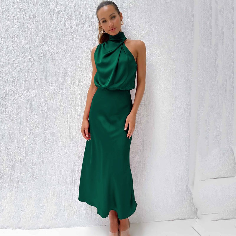 Satin Halter Wedding Guest Dress