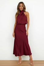 Satin Halter Wedding Guest Dress