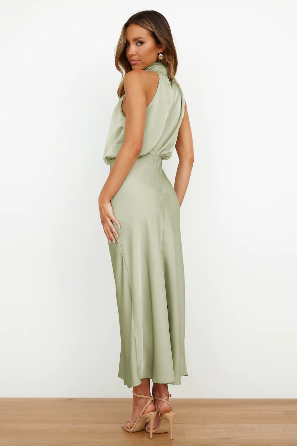 Satin Halter Wedding Guest Dress