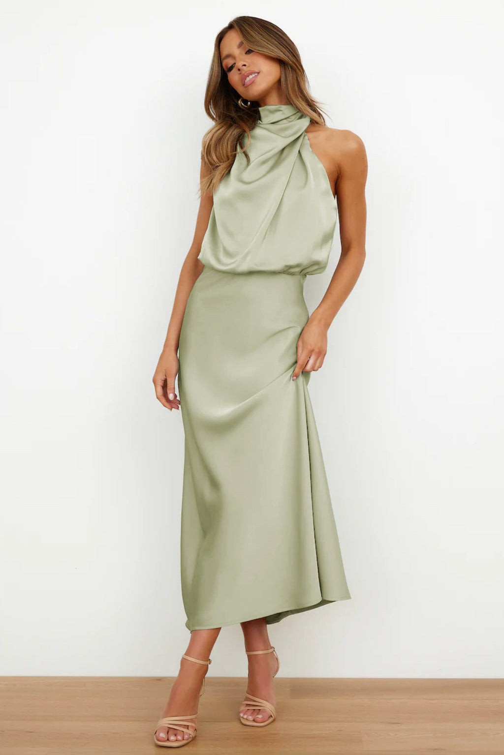 Satin Halter Wedding Guest Dress