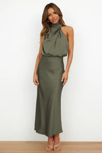 Satin Halter Wedding Guest Dress