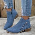Women's Block Heel Ankle Boots with Side Zip
