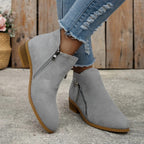 Women's Block Heel Ankle Boots with Side Zip