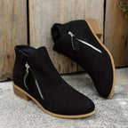 Women's Block Heel Ankle Boots with Side Zip