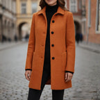 Women's Coats with Black Buttons and Side Pockets