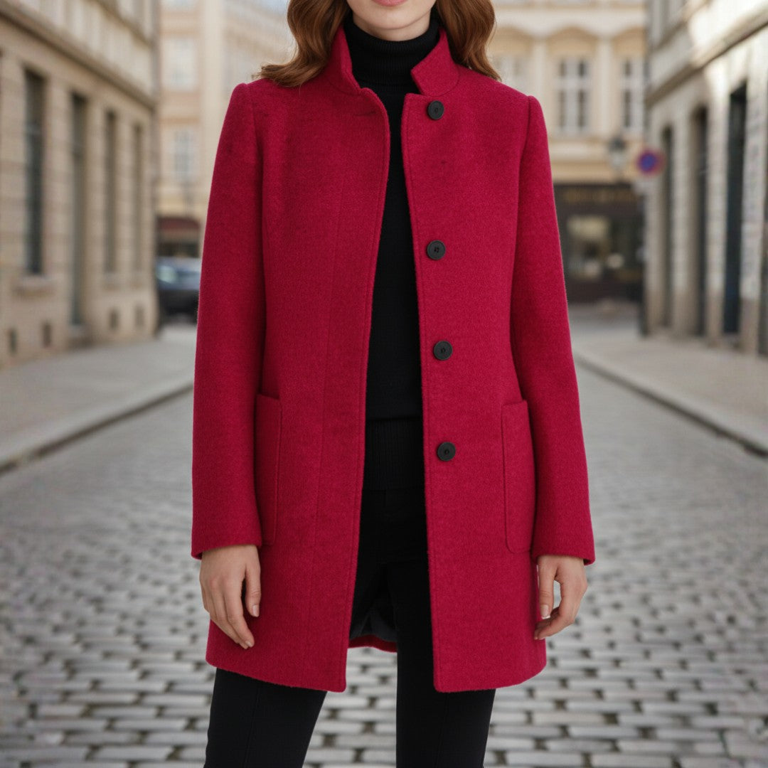 Women's Coats with Black Buttons and Side Pockets