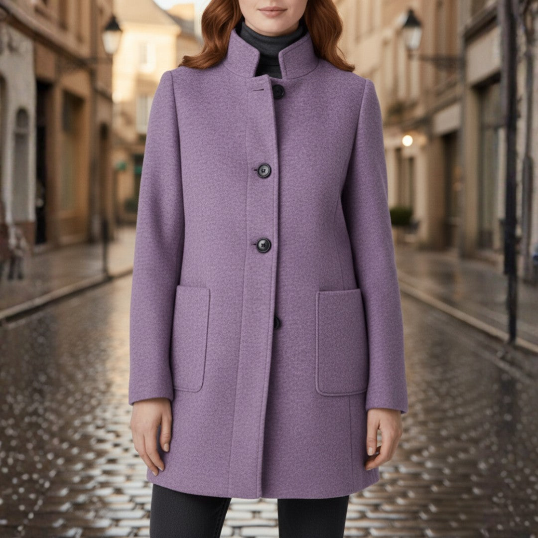 Women's Coats with Black Buttons and Side Pockets