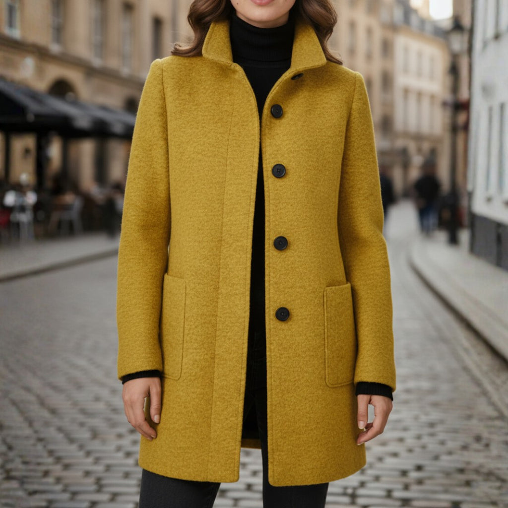 Women's Coats with Black Buttons and Side Pockets