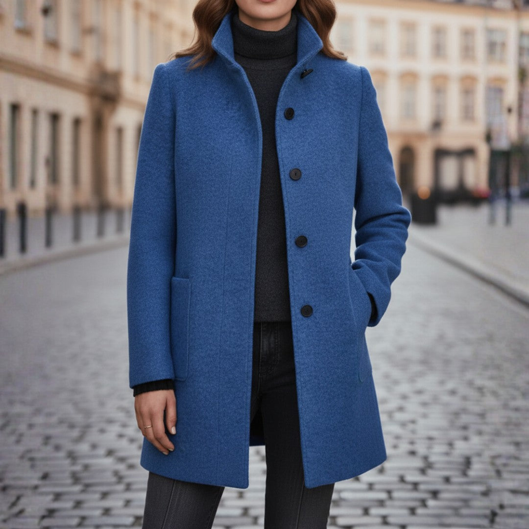 Women's Coats with Black Buttons and Side Pockets