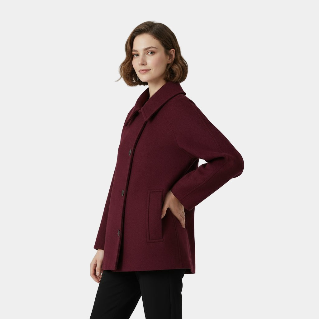 Women's Coats with Collar and Button Front