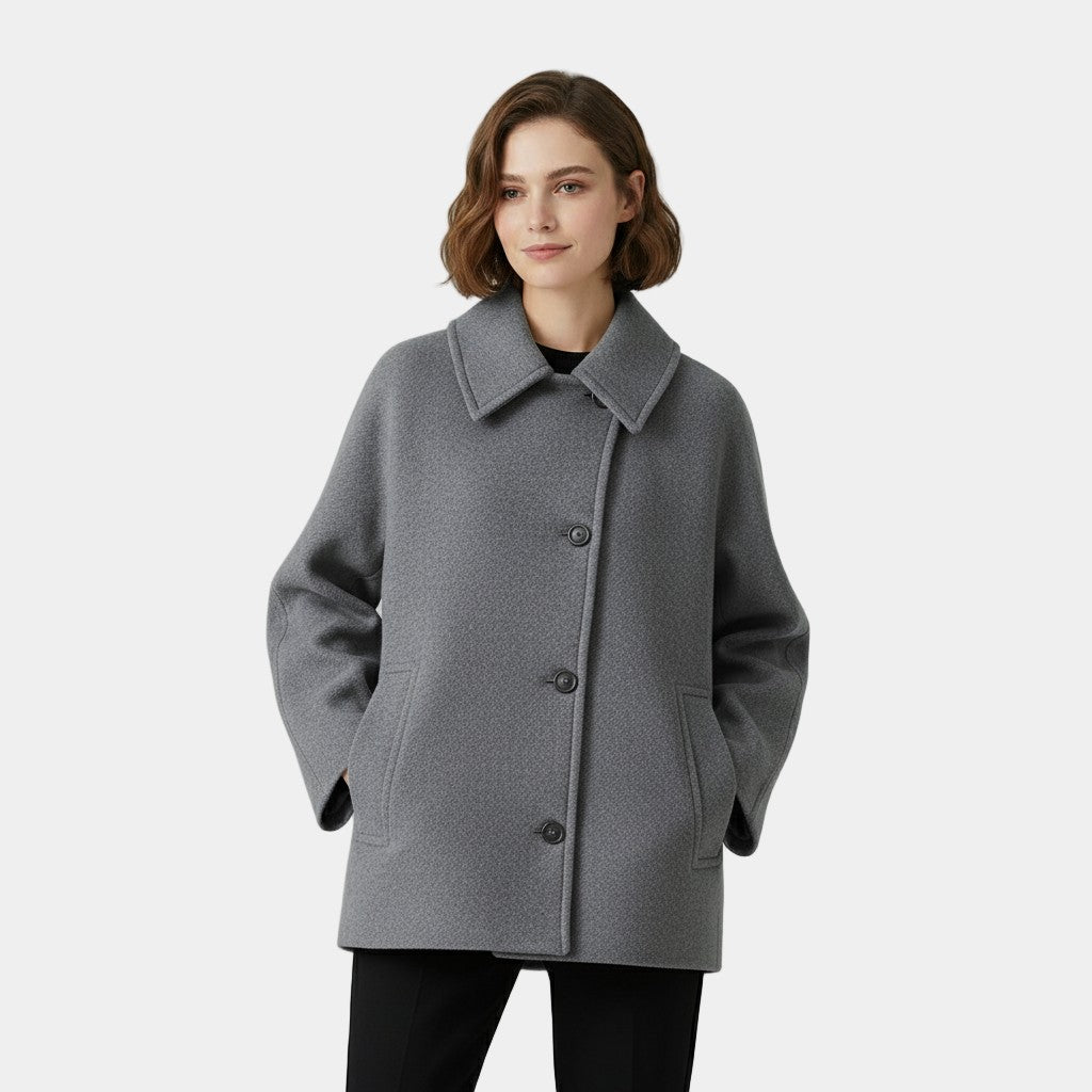 Women's Coats with Collar and Button Front