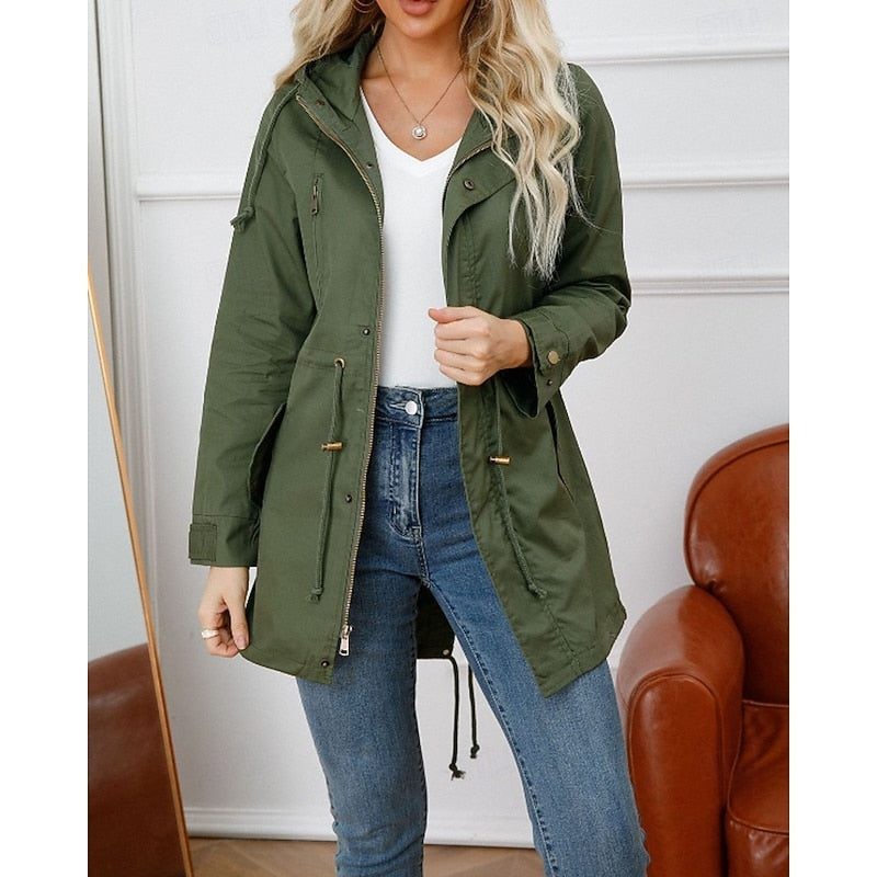 Women's Coats with Hood and Longline Utility Cut