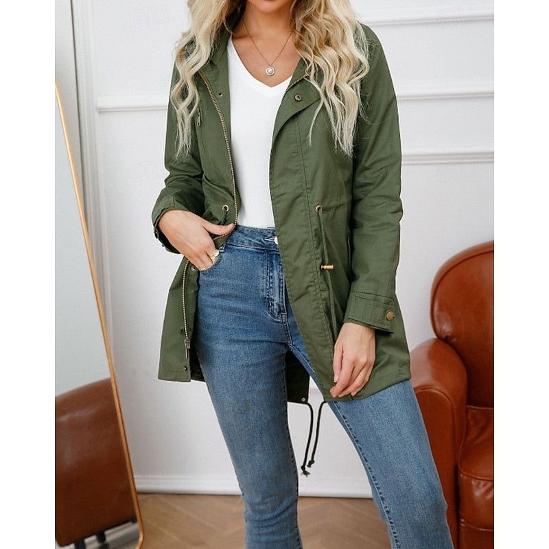 Women's Coats with Hood and Longline Utility Cut