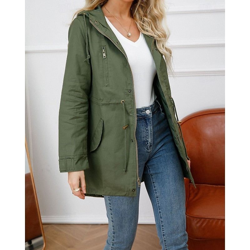 Women's Coats with Hood and Longline Utility Cut