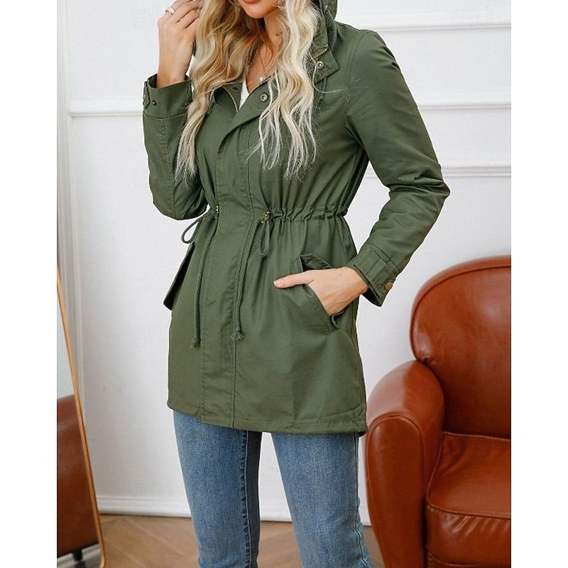 Women's Coats with Hood and Longline Utility Cut