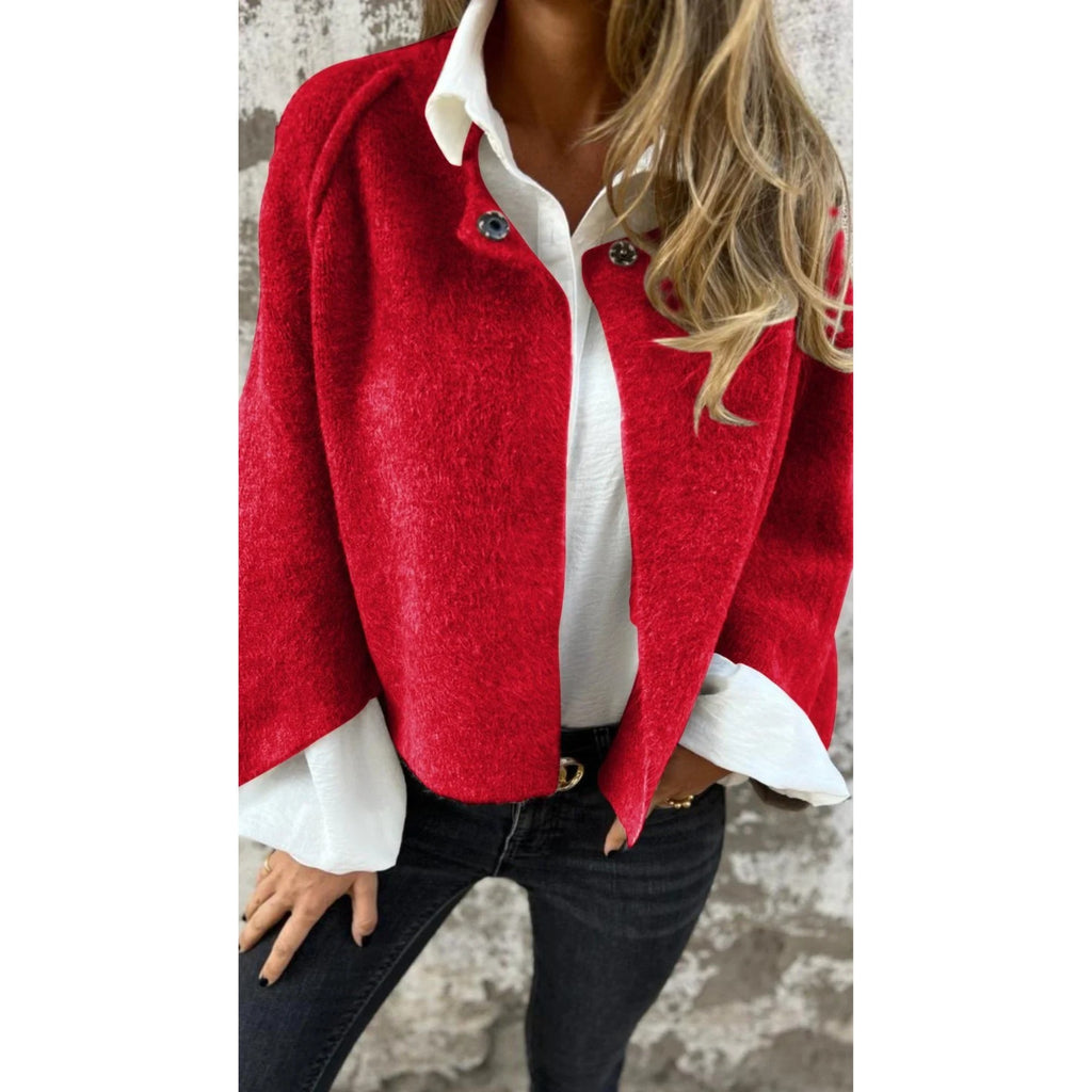 Women's Coats with Round Neckline and Long Sleeves