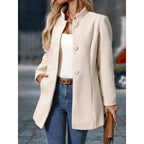 Women's Coats with Stand Collar and Buttons