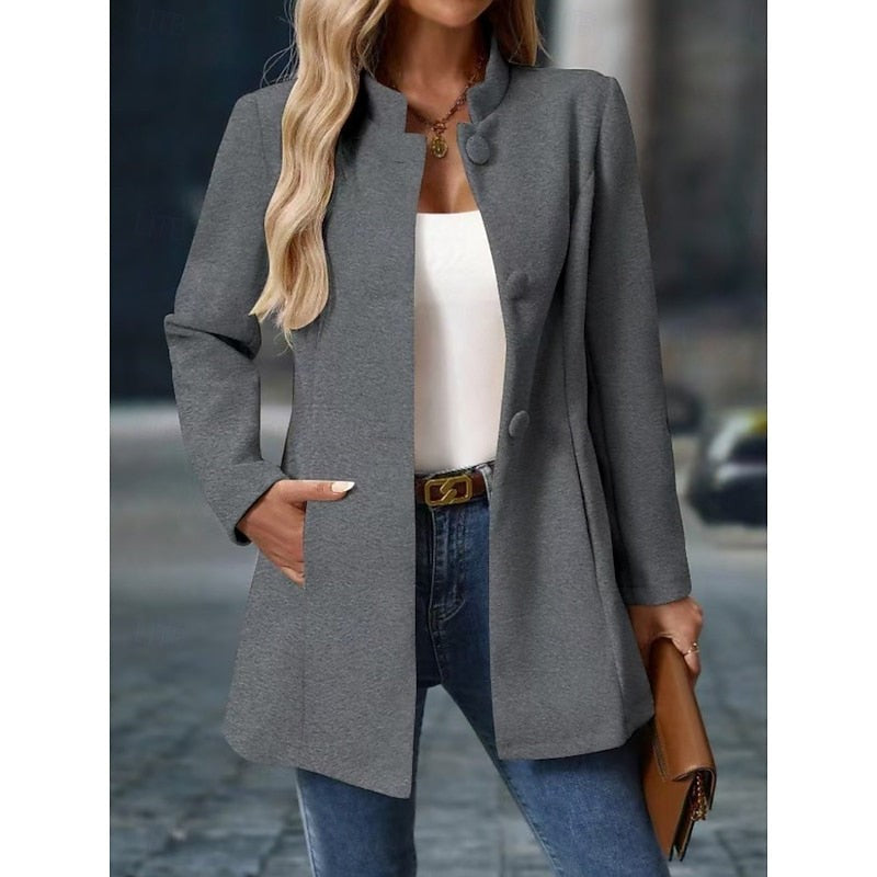 Women's Coats with Stand Collar and Buttons
