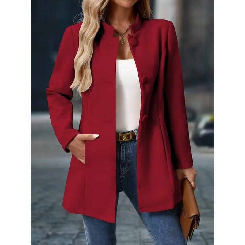 Women's Coats with Stand Collar and Buttons