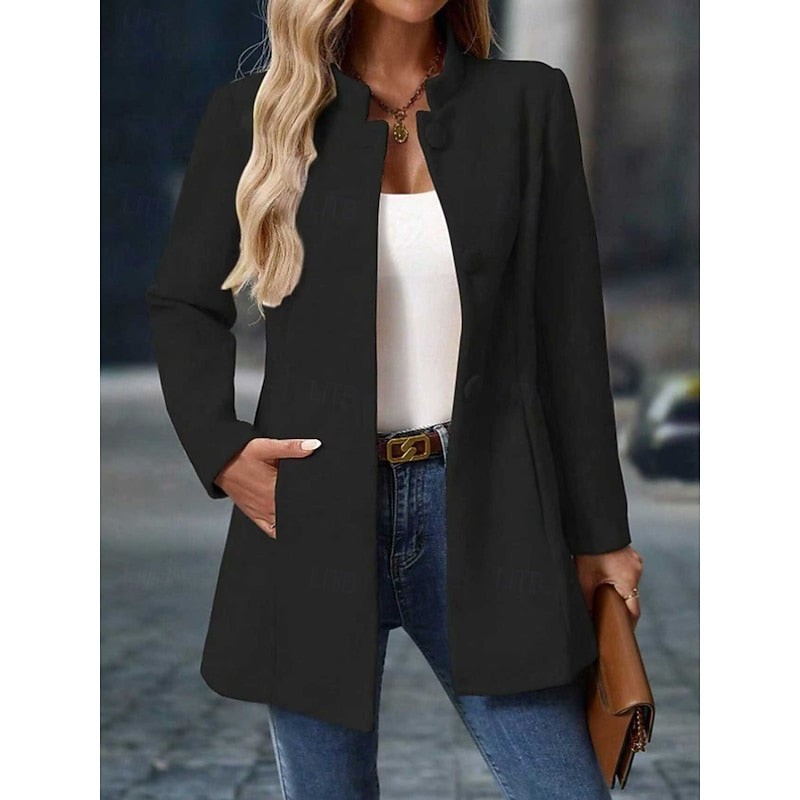 Women's Coats with Stand Collar and Buttons