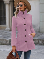 Women's Coats with Stand Collar and Flared Swing Cut