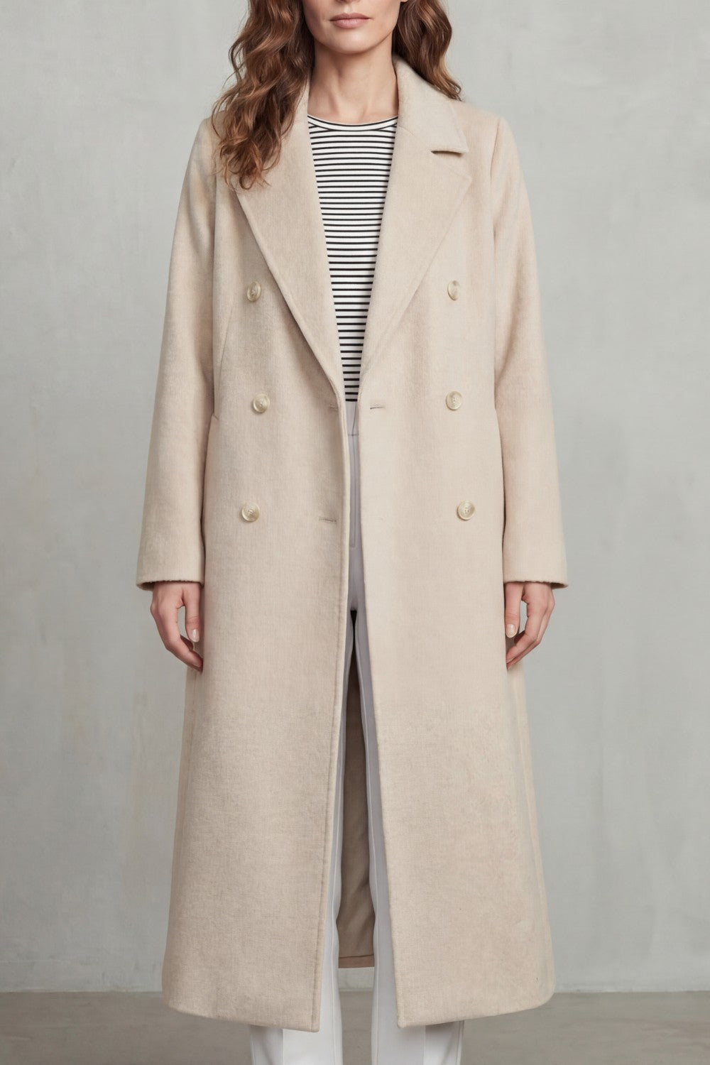 Women's Double-Breasted Belted Coat in Wool Blend