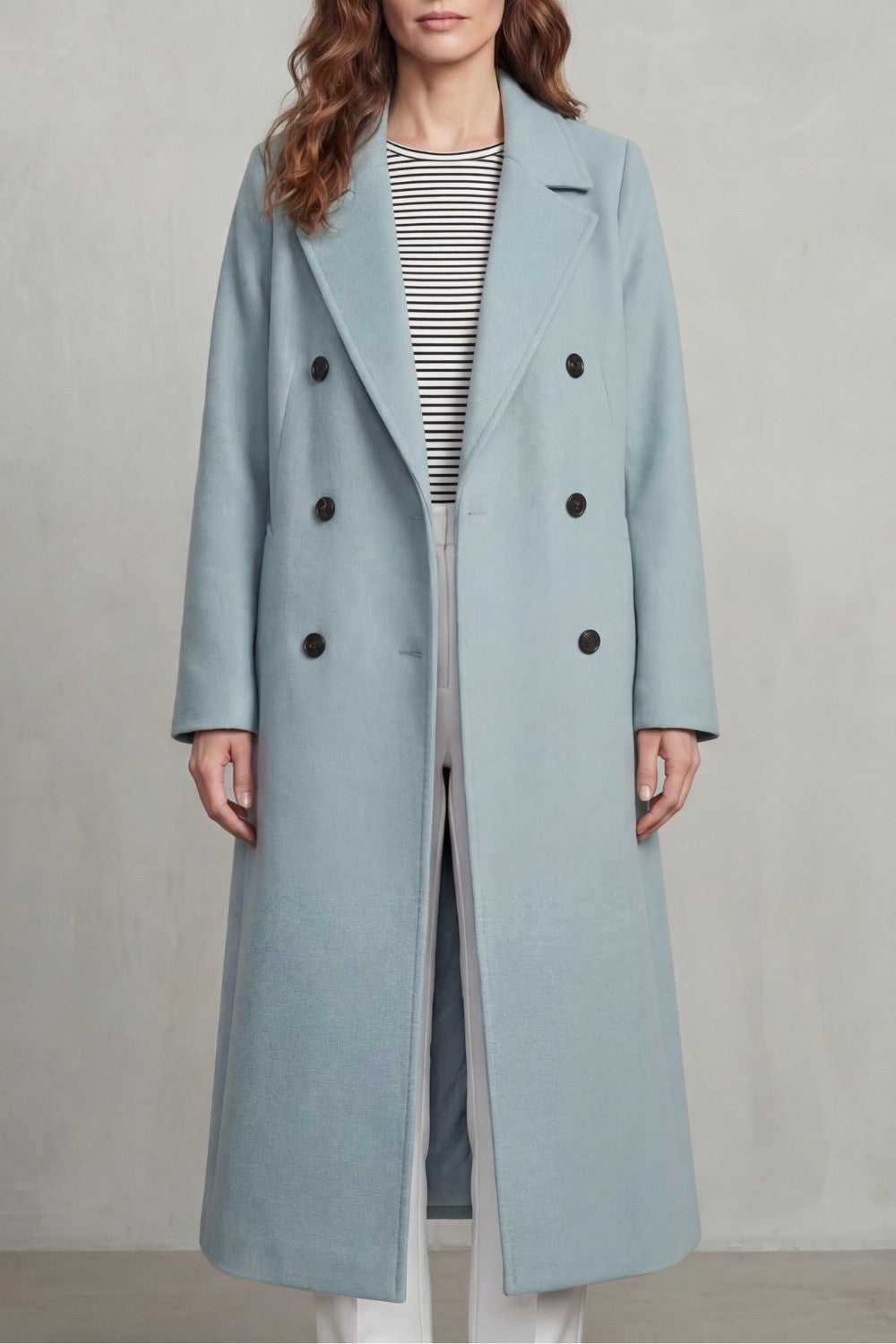 Women's Double-Breasted Belted Coat in Wool Blend